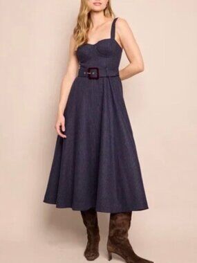 CARA CARA Calypso Dress In Navy Chalk Stripe, NWOT, NEVER WORN, NO FLAWS.